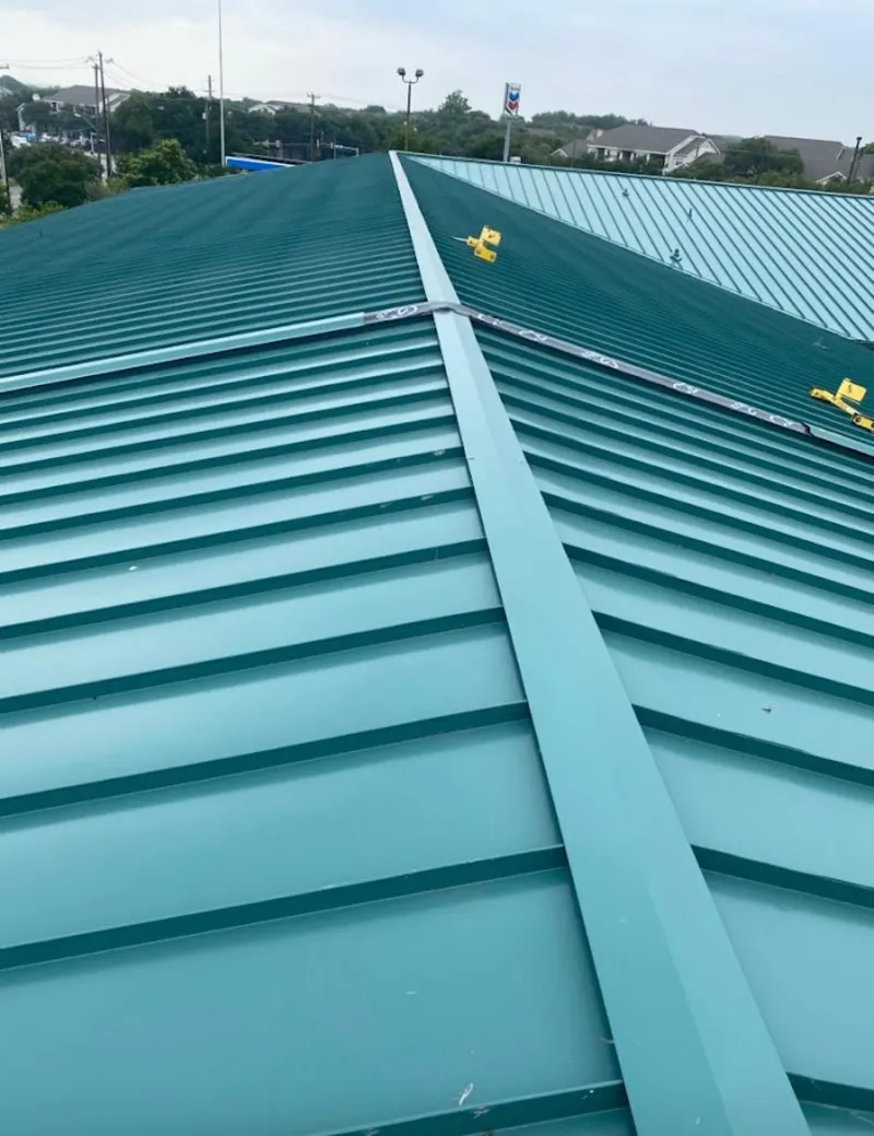 Green commercial metal roof ridge and valley for Metal Roof Repair in Stallings